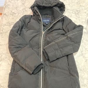 Lands’ end black down jacket, size xxs/p 00-0